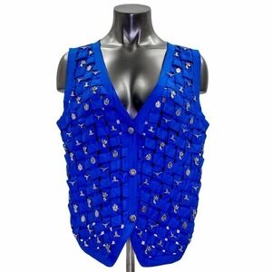 ELLEN Richman Blue Embellished Sleeveless Vest